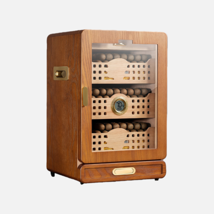 Large Capacity Cedar Wood Cigar Humidor Cabinet with Accessory Drawer & Humidifier