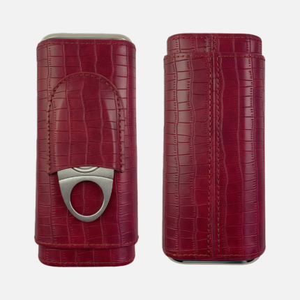 Two-ended metal and leather portable cedar cigar humidor