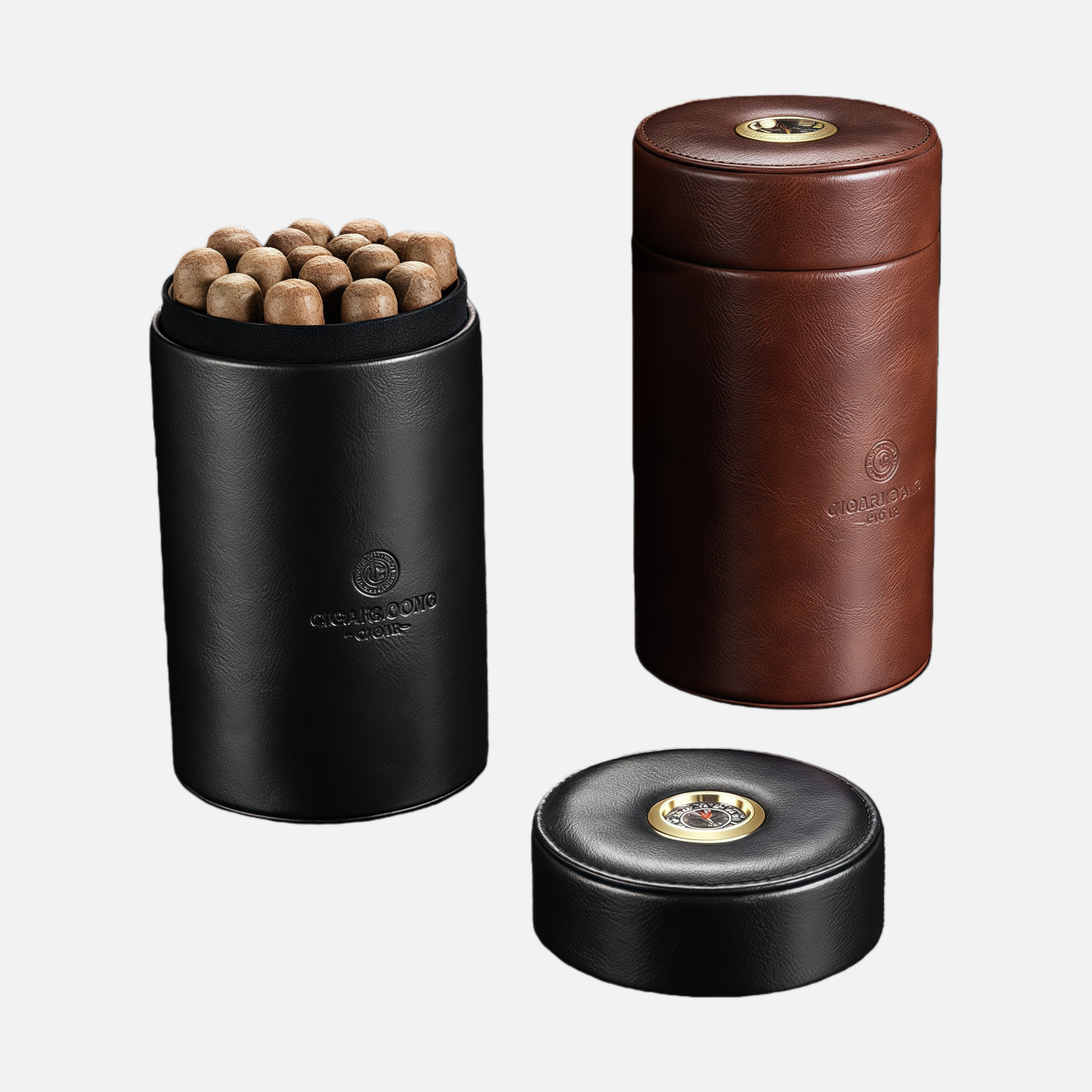 Leather Cigar Humidor Case – Airtight Travel Tube with Hygrometer - Image 2
