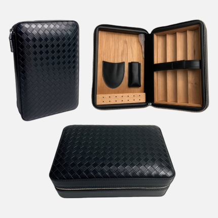 Luxury Travel Cigar Humidor Case – Cedar Wood Storage with Accessories