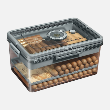 Airtight Cigar Storage Box – Portable Humidor with Hygrometer
