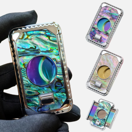 Fritillaria Inlaid Portable Sharp Blade Semi-Automatic Stainless Steel Cigar Cutter