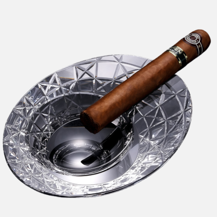 Luxury Crystal Cigar Ashtray – Cut Glass Design with Deep Bowl