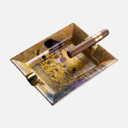 Luxury Artistic Cigar Ashtray – Gold Pattern Design with 2 Cigar Rests