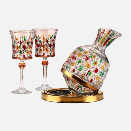 Hand-painted gold crystal glass spinning top roly-poly wine decanter