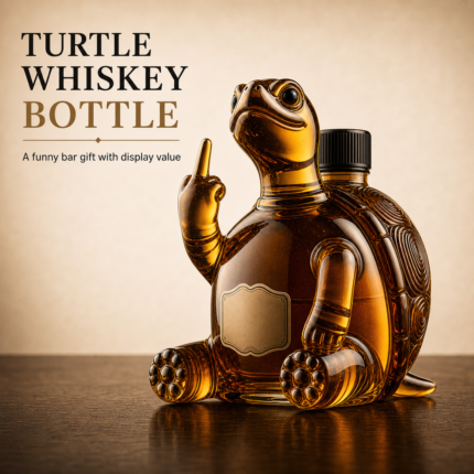 Main Gallery Image for Funny Turtle Whiskey Bottle Gift for Men. Product data: approx. 19 x 16 x 11 cm, 0.4 kg.