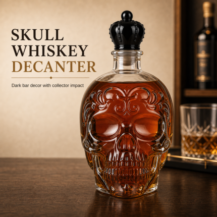 Main Gallery Image for Skull Liquor Bottle Gift for Men. Product data: approx. 19 x 16 x 11 cm, 0.4 kg.