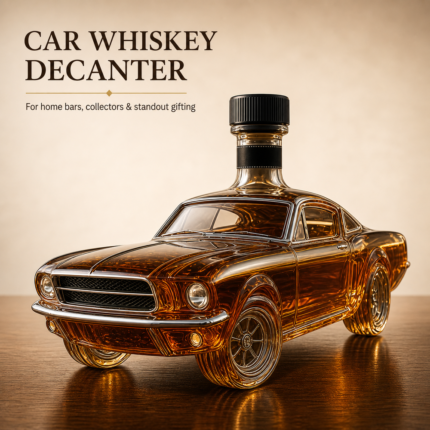 Main Gallery Image for Unique Car Whiskey Bottle Gift for Men – Premium Glass Decanter for Bar, Collectors & Whiskey Lovers. Product data: approx. 19 x 16 x 11 cm, 0.4 kg.